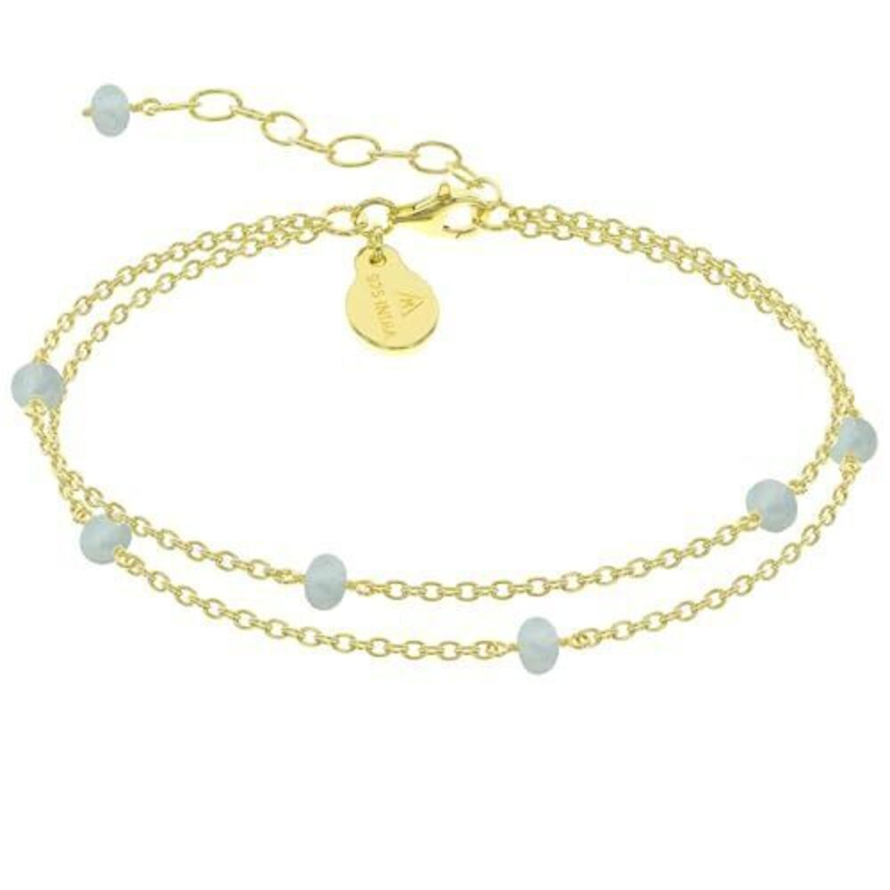 6358 Aquamarine Bracelet , Certified 925 Sterling Silver with Plated 18K